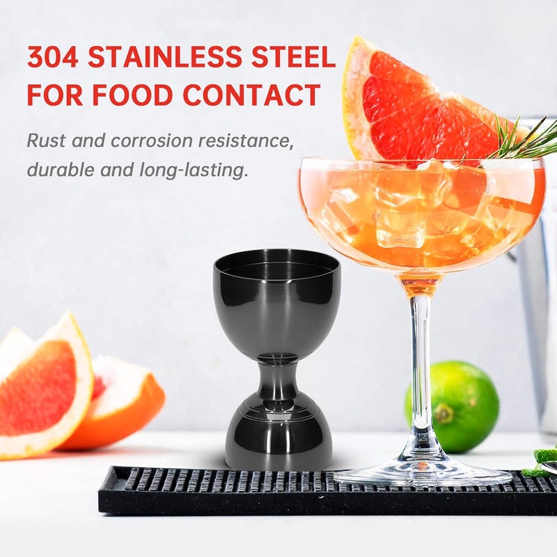 eispap 4Pcs Premium Bell Jigger for Bartending, Cocktail Jigger 2 OZ 1 OZ with Measurements Inside, Premium 304 Stainless Steel Shot Measure Double Jigger Bar (Black, 4 Pack) - Image 3